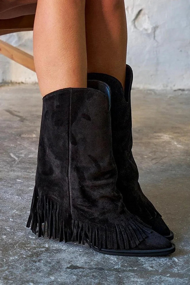 Ximena - Suede Boots with Fringe Detail