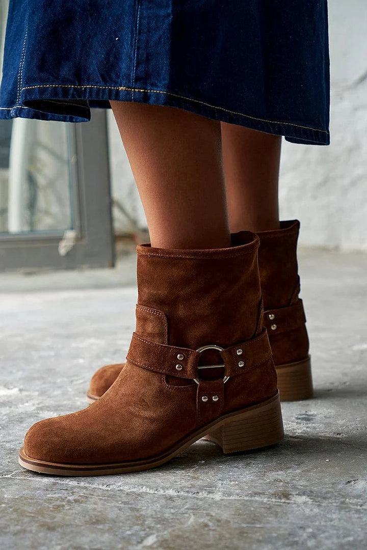 Vera - Retro Buckle Ankle Boots