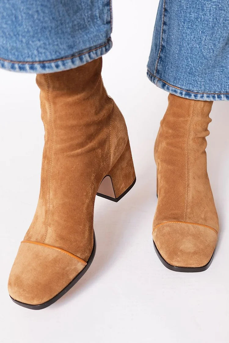 Journee - Contemporary Two Tone Ankle Boots
