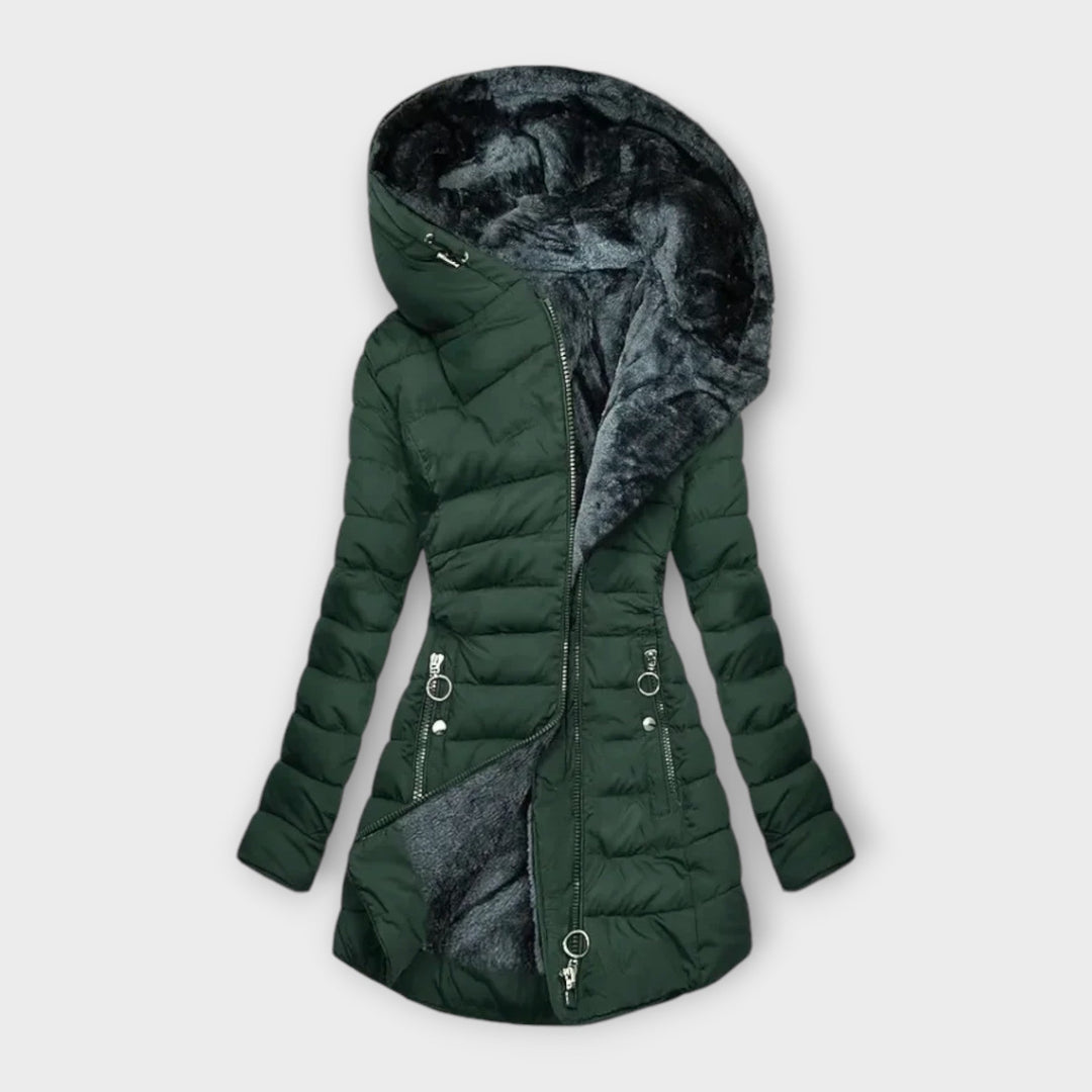 Victoria - Asymmetrical Hooded Puffer Coat