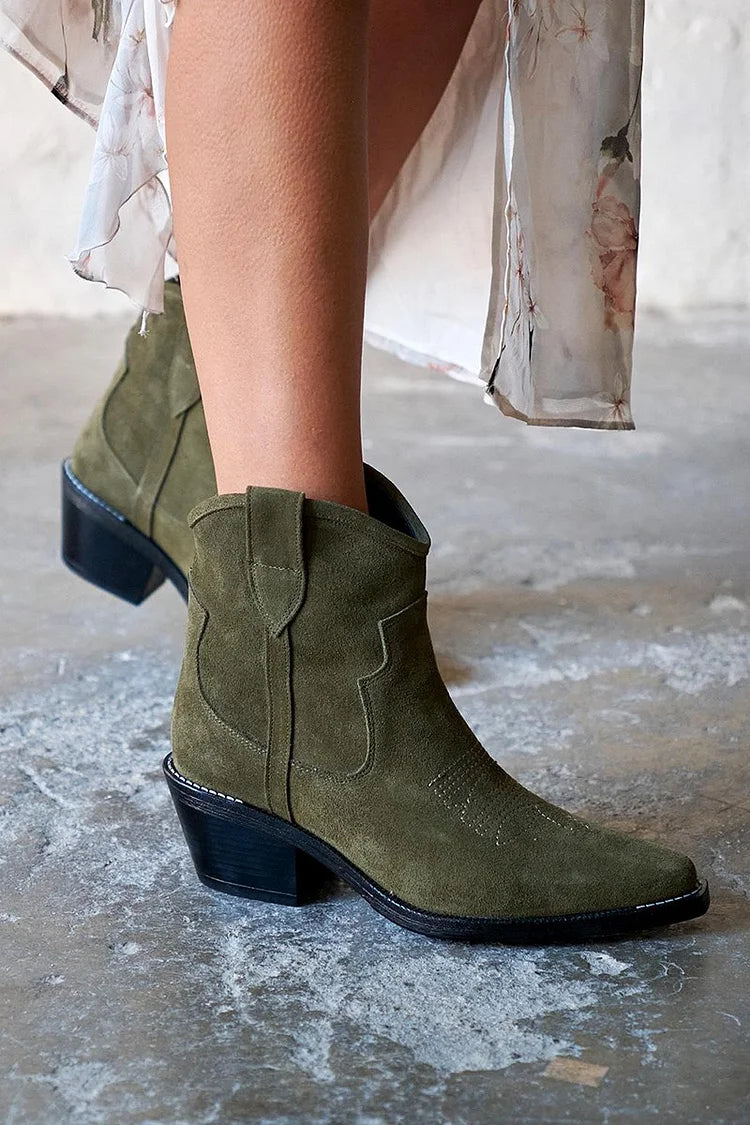 Maggie - Suede Ankle Boots  Short Style