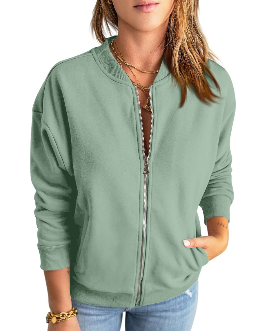 Leah - Suede Bomber Jacket