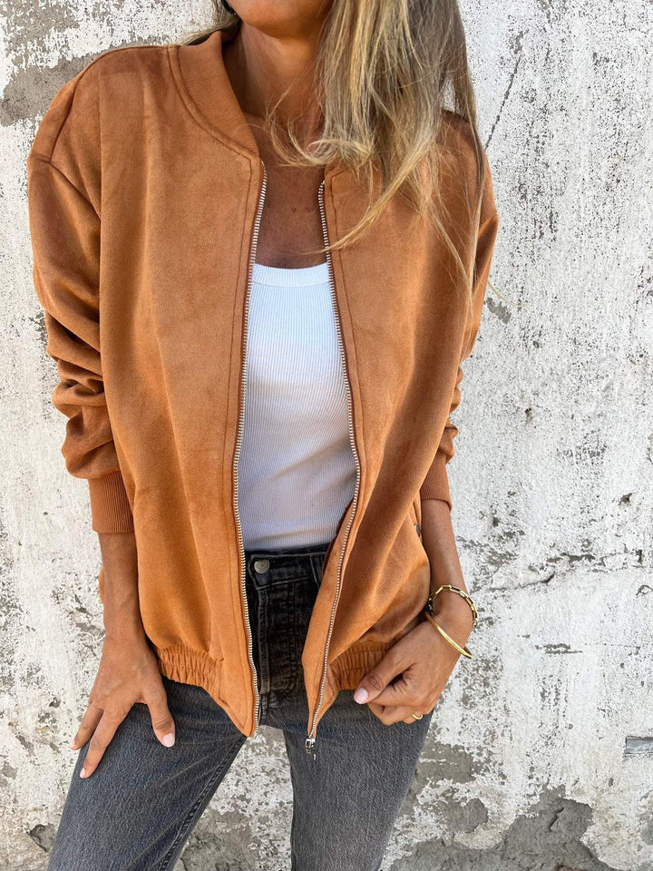 Leah - Suede Bomber Jacket