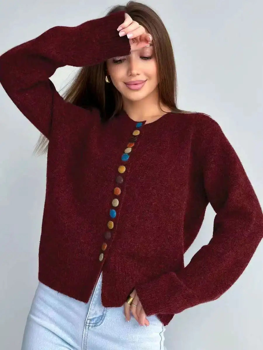 EVERLY - BUTTON-ACCENT CARDIGAN