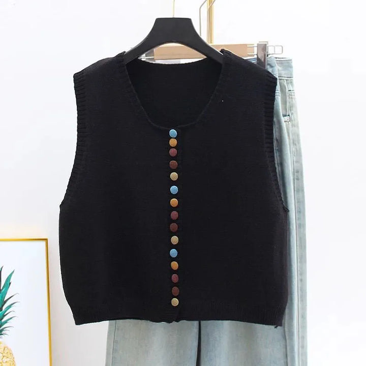 ZOIE - COLOR-BUTTON KNIT VEST