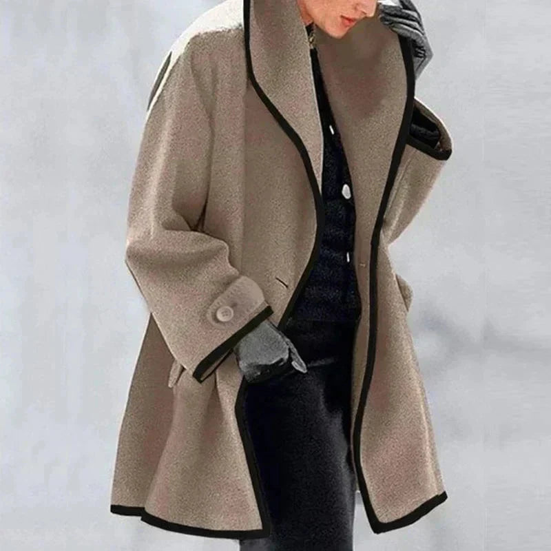 Elena - Contrast Trim Wool Coat