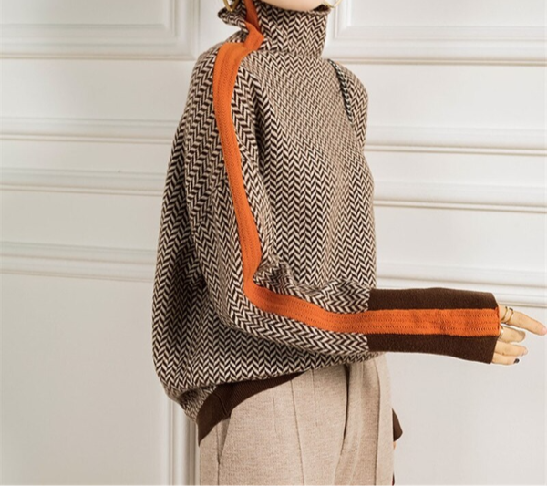 Stella - Herringbone Luxe Turtleneck