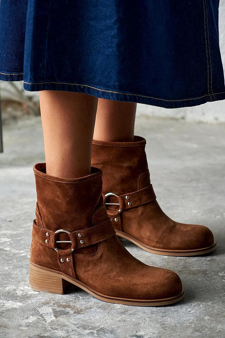 Vera - Retro Buckle Ankle Boots
