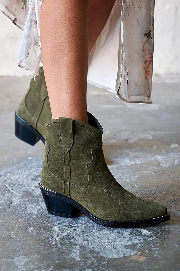 Maggie - Suede Ankle Boots  Short Style