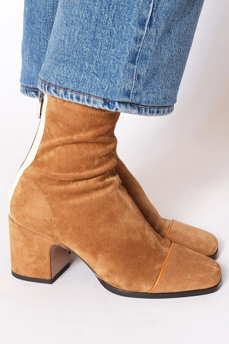 Journee - Contemporary Two Tone Ankle Boots