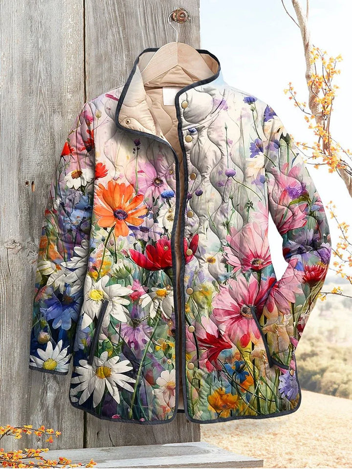 Sabrina - Charming Floral Print Quilted Jacket for Women - Vintage Casual Style