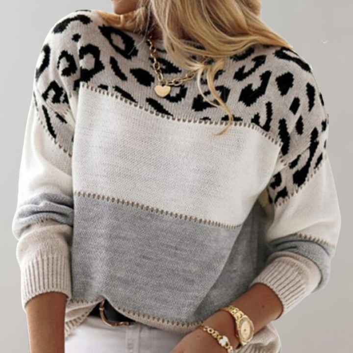 Evelyn - Leopard Accent Knit Sweater