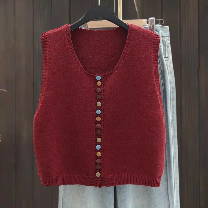 ZOIE - COLOR-BUTTON KNIT VEST