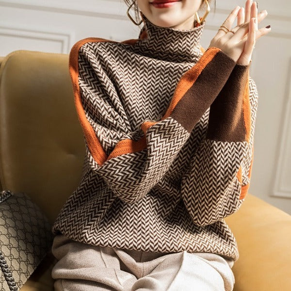 Stella - Herringbone Luxe Turtleneck