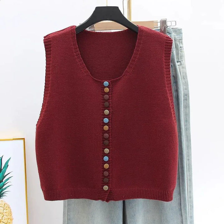 ZOIE - COLOR-BUTTON KNIT VEST