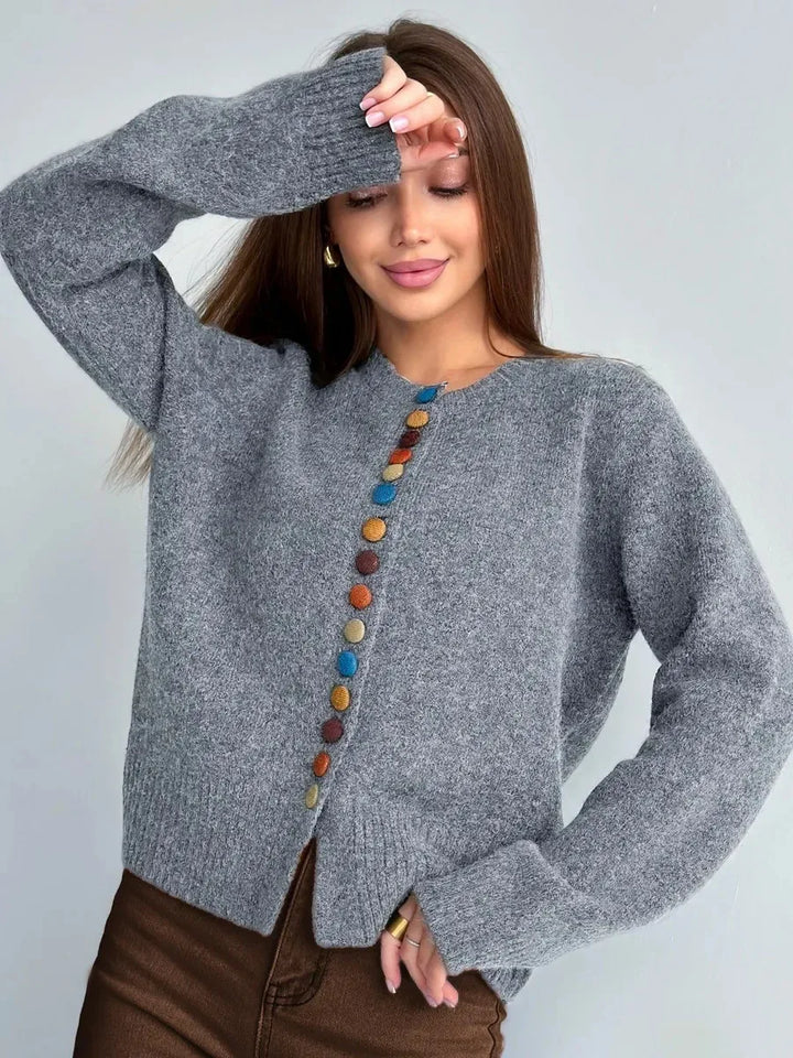 EVERLY - BUTTON-ACCENT CARDIGAN