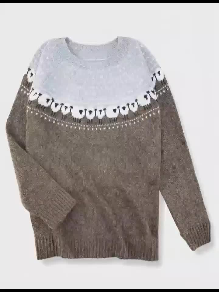Presley -  Elegant Winter Sweater with Sheep Jacquard Pattern