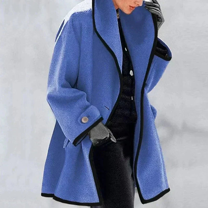 Elena - Contrast Trim Wool Coat