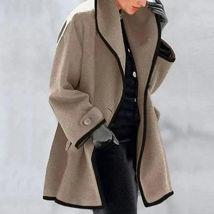 Elena - Contrast Trim Wool Coat
