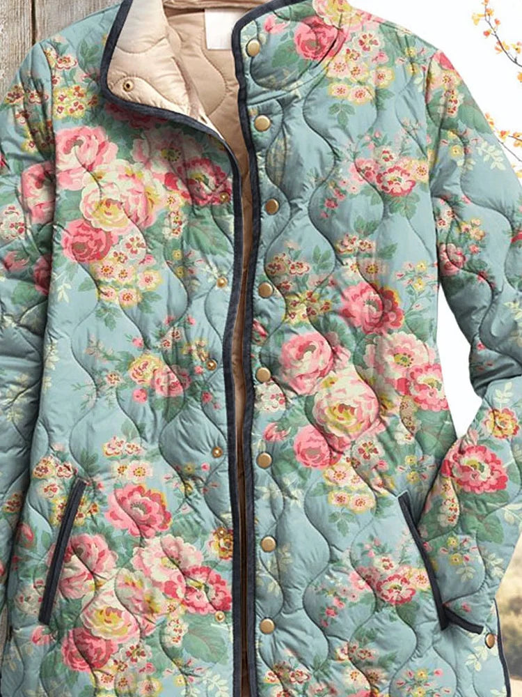 Charlie - Quilted Floral Print Women's Jacket