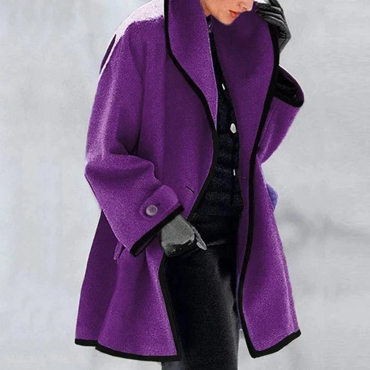 Elena - Contrast Trim Wool Coat