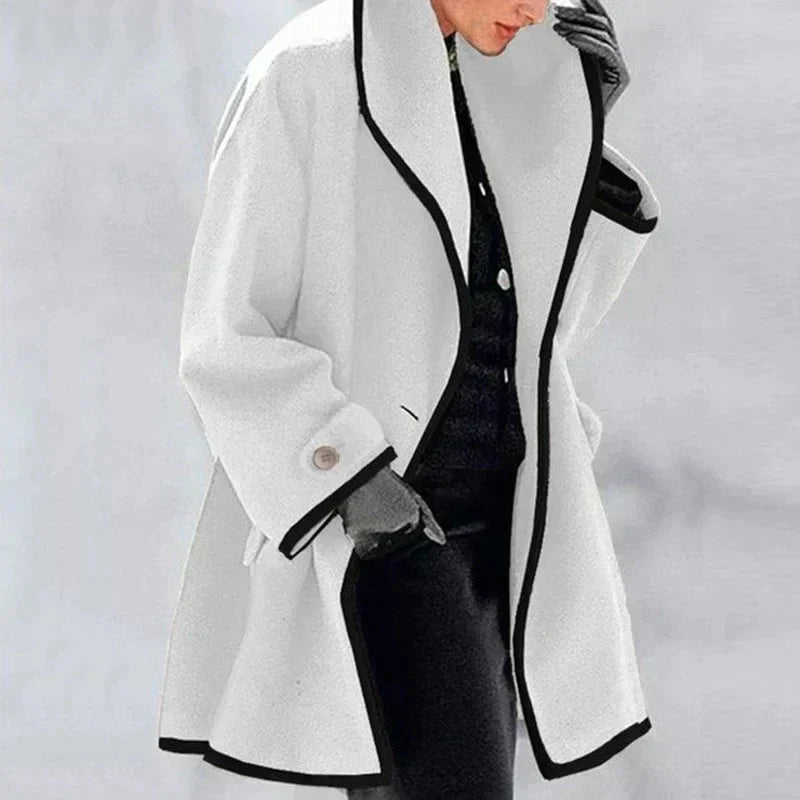 Elena - Contrast Trim Wool Coat