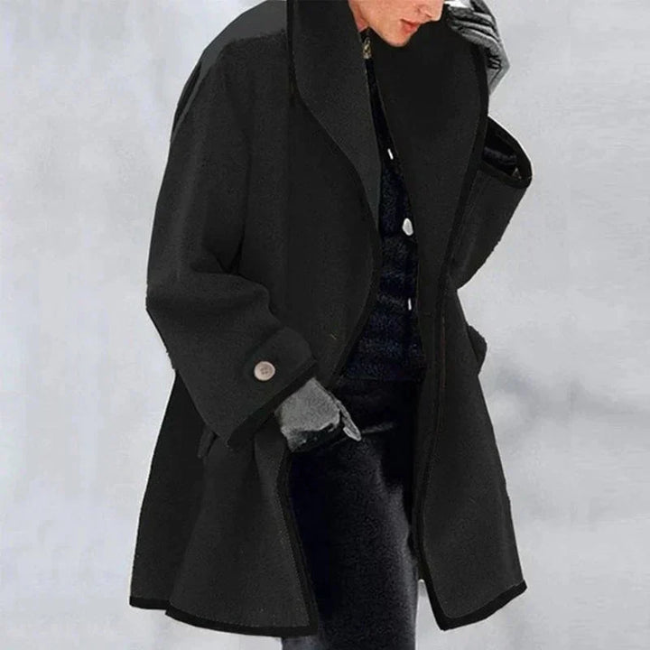 Elena - Contrast Trim Wool Coat